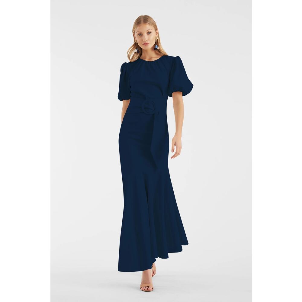 SACHIN & BABI NEW CAMILA DRESS NAVYCrepe Ruched Mermaid Dress Sz20W Ret$650